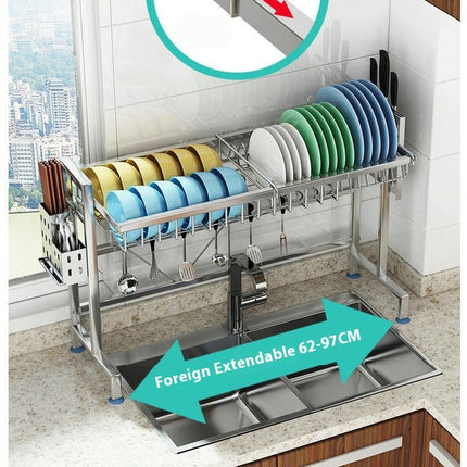 Above Sink Drainage Shelf Stainless Steel Dish Drying Rack Hollow Out Design for Kitchen Easy to Install