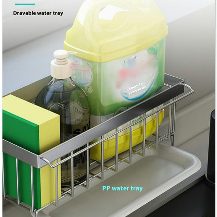 Kitchen Sink Caddy Sponge Holder Stainless Steel Sink Organizer - For with Removable Drain Tray Gadgets