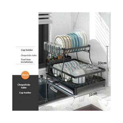 Dish Drain Drying Rack Kitchen Storage Household with Bowl and Chopsticks Storage Box Kitchen Dishes