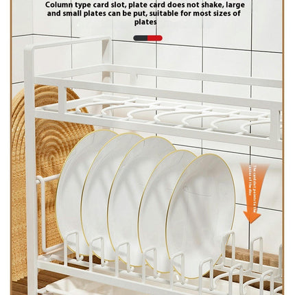 Multifunctional Generic Dish Drying Rack with Drainboard - for Kitchen Counter Rustproof Space Saving