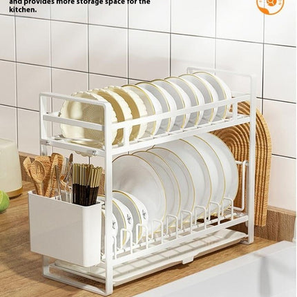 Multifunctional Generic Dish Drying Rack with Drainboard - for Kitchen Counter Rustproof Space Saving