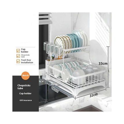 Metal Dish Drying Rack Sturdy Dish Racks - for Kitchen Counter with Drain Board Multifunctional Storage