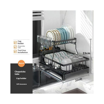 Metal Dish Drying Rack Sturdy Dish Racks - for Kitchen Counter with Drain Board Multifunctional Storage