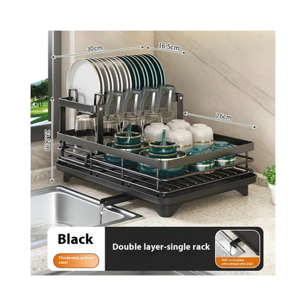 Kitchen Dish Drainer Rack Sink Drain Organizer Space-Saving Multipurpose Countertop for Dishes Gadgets