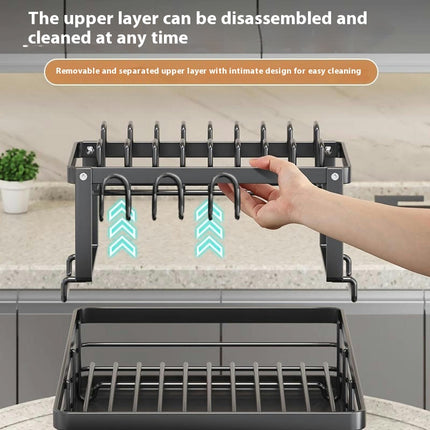 Kitchen Dish Drainer Rack Sink Drain Organizer Space-Saving Multipurpose Countertop for Dishes Gadgets