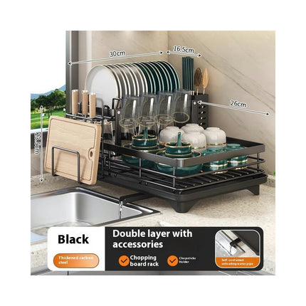 Kitchen Dish Drainer Rack Sink Drain Organizer Space-Saving Multipurpose Countertop for Dishes Gadgets