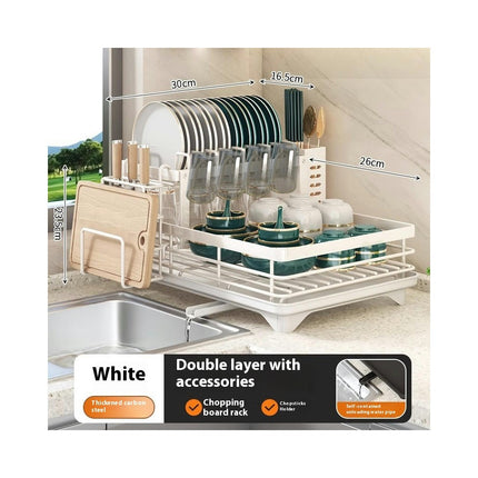 Kitchen Dish Drainer Rack Sink Drain Organizer Space-Saving Multipurpose Countertop for Dishes Gadgets