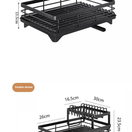 Kitchen Dish Drainer Rack Sink Drain Organizer Space-Saving Multipurpose Countertop for Dishes Gadgets