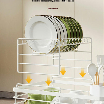 Kitchen Drainer Dish Drying Rack Organizer Space-Saving Multipurpose Countertop Tool for Dishes Knives