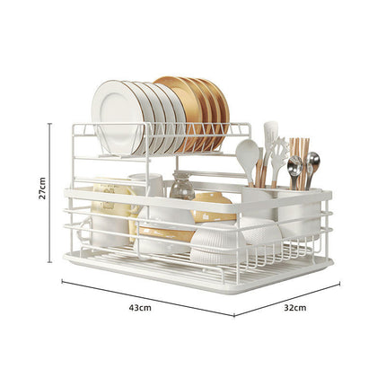 Kitchen Drainer Dish Drying Rack Organizer Space-Saving Multipurpose Countertop Tool for Dishes Knives