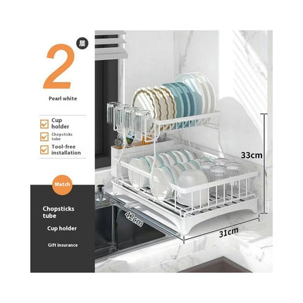 Kitchen Drainer Dish Drying Rack Organizer Space-Saving Multipurpose Countertop Tool for Dishes Knives