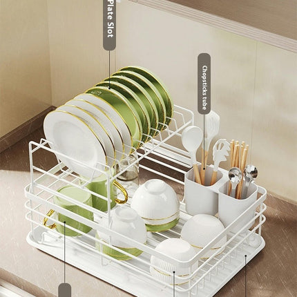 Kitchen Drainer Dish Drying Rack Organizer Space-Saving Multipurpose Countertop Tool for Dishes Knives