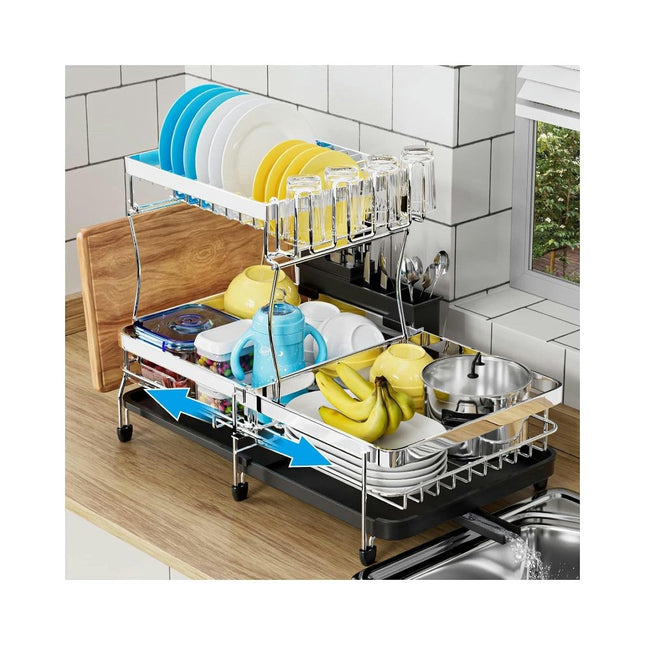 Dish Drying Rack Kitchen Drain Bowl Household Tableware Countertop Retractable Multifunctional Gadgets