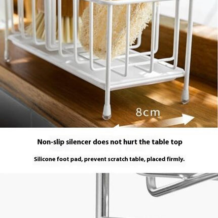 Multifunctional Sponge Holder for Kitchen Rustproof Stainless Steel Sink Caddy with Drawable Drain Tray