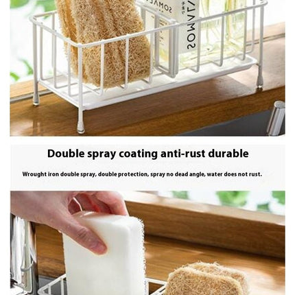 Multifunctional Sponge Holder for Kitchen Rustproof Stainless Steel Sink Caddy with Drawable Drain Tray