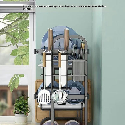 Dish Drying Rack Tier Steel with Removable Drain Board Storage Rack - for Dish Drainer Utensil Holder