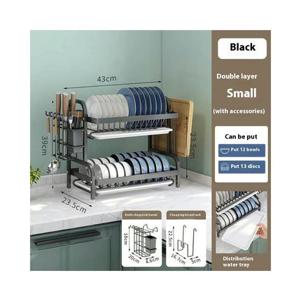 Dish Drying Rack Tier Steel with Removable Drain Board Storage Rack - for Dish Drainer Utensil Holder