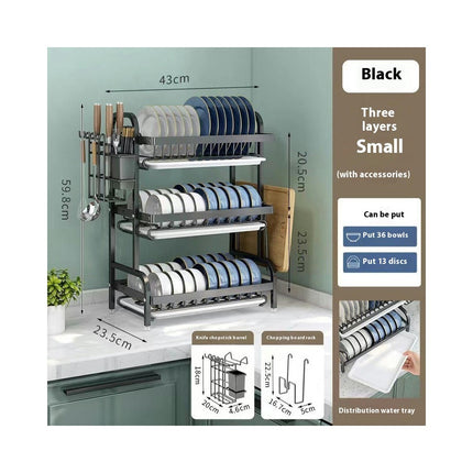 Dish Drying Rack Tier Steel with Removable Drain Board Storage Rack - for Dish Drainer Utensil Holder