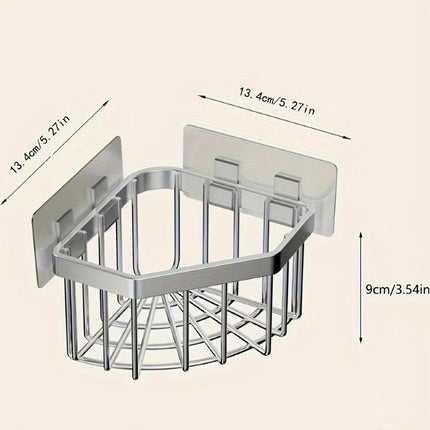 Corner Sink Caddy Rectangular Heavy Duty Hollow Sponge Holder - for Kitchen Sink Adhesive Hooks Gadgets