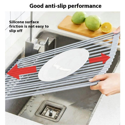 Over The Sink Dish Drying Rack Roll Up Kitchen Stainless Steel Foldable Gadgets - For Vegetable Fruit