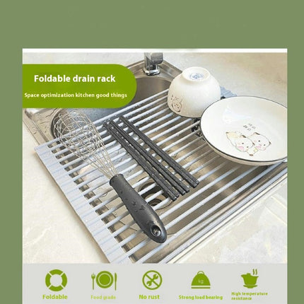 Stainless Steel Roll Up Dish Drying Rack Over The Kitchen Rolling Dish Drainer Foldable Sink Rack Mat