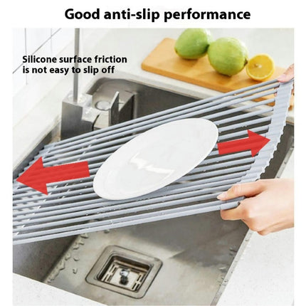 Stainless Steel Roll Up Dish Drying Rack Over The Kitchen Rolling Dish Drainer Foldable Sink Rack Mat