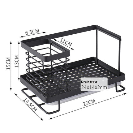 Multifunctional Kitchens Sink Organizer with Self-draining Tray Caddy Rustproof Stainless Steel Tool