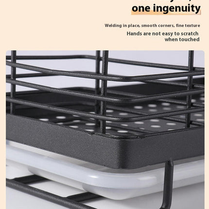 Multifunctional Kitchens Sink Organizer with Self-draining Tray Caddy Rustproof Stainless Steel Tool