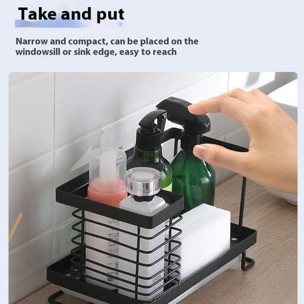 Multifunctional Kitchens Sink Organizer with Self-draining Tray Caddy Rustproof Stainless Steel Tool