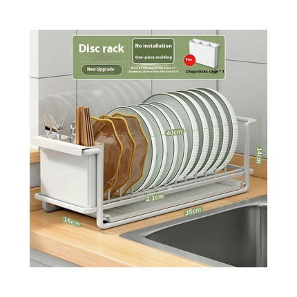 Dish Drainer Rack Multifunction Metal Utensils Holder Glass Holder with Drip Tray for Pots Bowls Plates