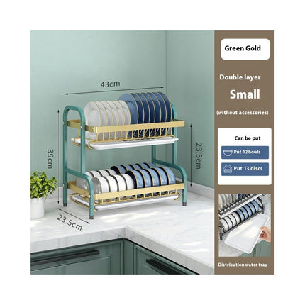 Double Layer Dish Rack Household Three-layer Kitchen Shelf Chopsticks Knife and Fork Storage Rack Gadgets