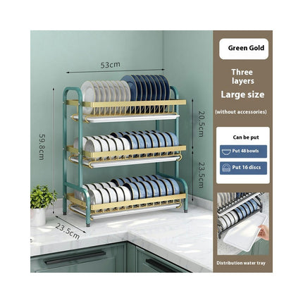 Double Layer Dish Rack Household Three-layer Kitchen Shelf Chopsticks Knife and Fork Storage Rack Gadgets