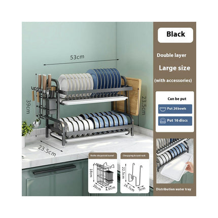 Double Layer Dish Rack Household Three-layer Kitchen Shelf Chopsticks Knife and Fork Storage Rack Gadgets