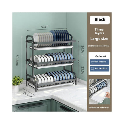 Double Layer Dish Rack Household Three-layer Kitchen Shelf Chopsticks Knife and Fork Storage Rack Gadgets