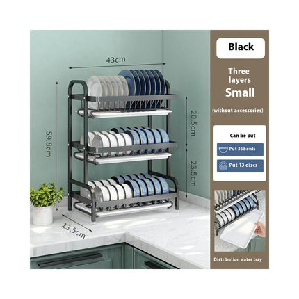 Double Layer Dish Rack Household Three-layer Kitchen Shelf Chopsticks Knife and Fork Storage Rack Gadgets