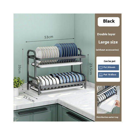 Double Layer Dish Rack Household Three-layer Kitchen Shelf Chopsticks Knife and Fork Storage Rack Gadgets