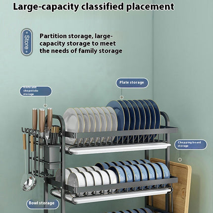 Double Layer Dish Rack Household Three-layer Kitchen Shelf Chopsticks Knife and Fork Storage Rack Gadgets