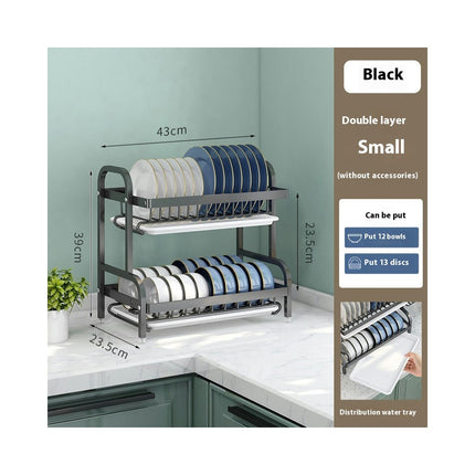 Double Layer Dish Rack Household Three-layer Kitchen Shelf Chopsticks Knife and Fork Storage Rack Gadgets