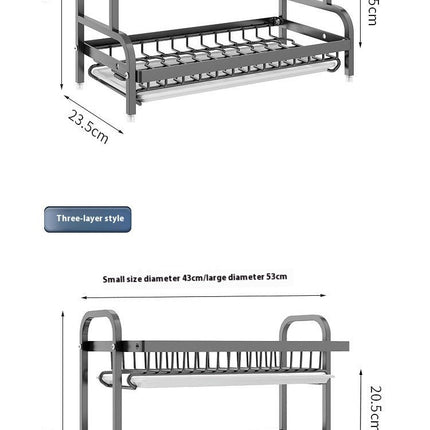 Double Layer Dish Rack Household Three-layer Kitchen Shelf Chopsticks Knife and Fork Storage Rack Gadgets