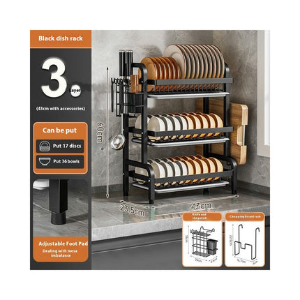 Kitchen Multifunctional Drain Rack Tableware Rack Household Bowl Rack Double Layer Countertop Storage