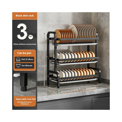 Kitchen Multifunctional Drain Rack Tableware Rack Household Bowl Rack Double Layer Countertop Storage