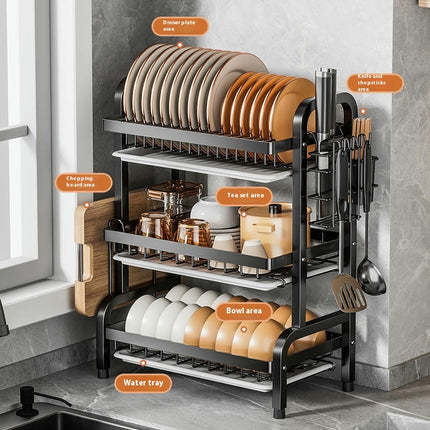 Kitchen Multifunctional Drain Rack Tableware Rack Household Bowl Rack Double Layer Countertop Storage