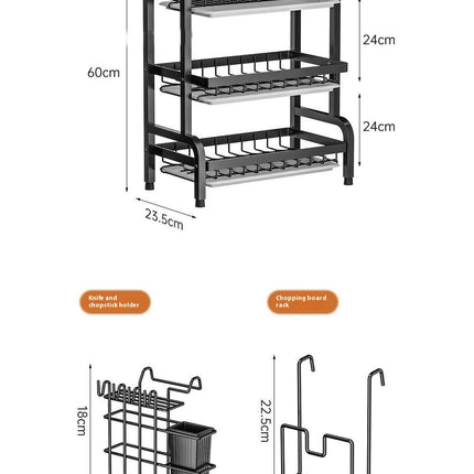 Kitchen Multifunctional Drain Rack Tableware Rack Household Bowl Rack Double Layer Countertop Storage