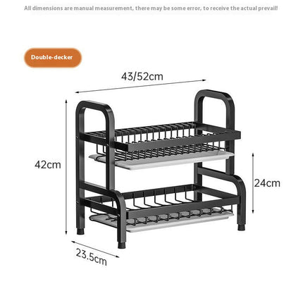 Kitchen Multifunctional Drain Rack Tableware Rack Household Bowl Rack Double Layer Countertop Storage