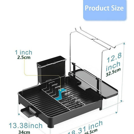 Dish Rack with Utensil Holder and Dish Drying Mat Removable Drainboard - for Kitchen Counter Gadgets