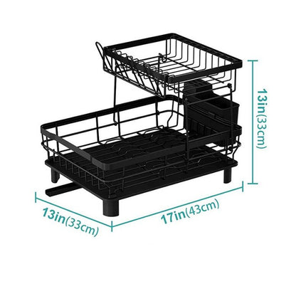 Dish Drying Rack Kitchen Double Layer Drain Rack Bowl Rack Household Dish Storage Countertop Tableware