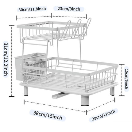 Multifunctional Dish Drying Rack Kitchen Countertop Drain Bowl Rack Household Double Layer Dish Storage