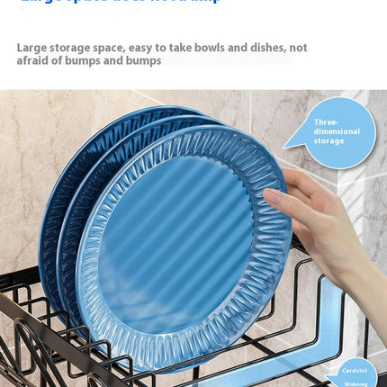 Multifunctional Dish Drying Rack Kitchen Countertop Drain Bowl Rack Household Double Layer Dish Storage