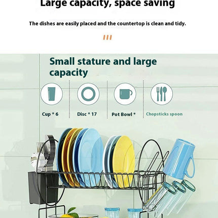 Dish Drainer Kitchen Double Layer Stainless Steel Bowl Draining Rack Storage Organizer Accessories Tool