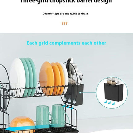 Dish Drainer Kitchen Double Layer Stainless Steel Bowl Draining Rack Storage Organizer Accessories Tool